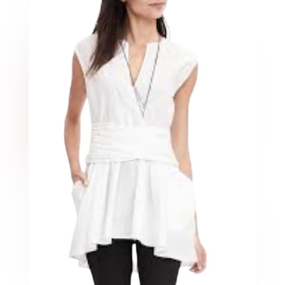 Banana Republic New NWT White Cotton Cummerbund Tank Size 0 - Picture 1 of 7